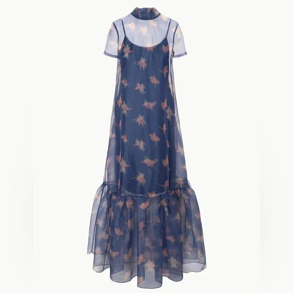 Staud Calluna Dress in Botanical Navy - Picture 5 of 7